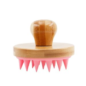 Alternative view of Bamboo Shampoo Brush & Scalp Massager with Silicone Bristles