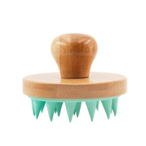 Bamboo Shampoo Brush & Scalp Massager with Silicone Bristles - Image 3