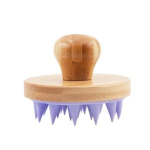 Bamboo Shampoo Brush & Scalp Massager with Silicone Bristles - Image 4