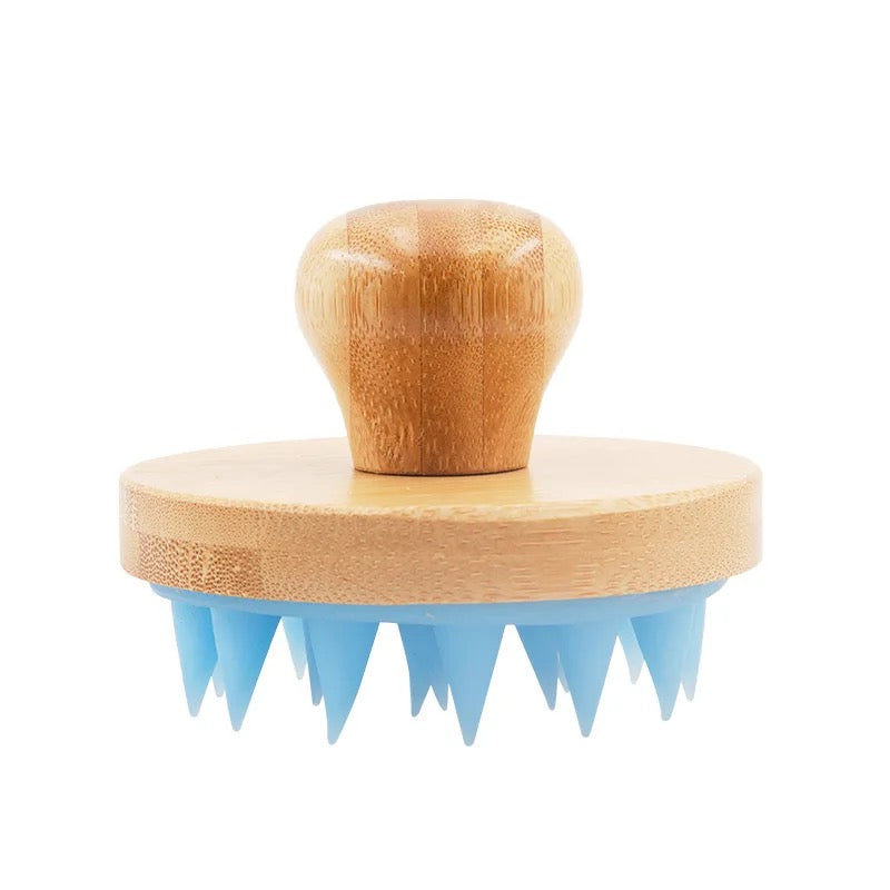 Bamboo Shampoo Brush & Scalp Massager with Silicone Bristles - Image 5