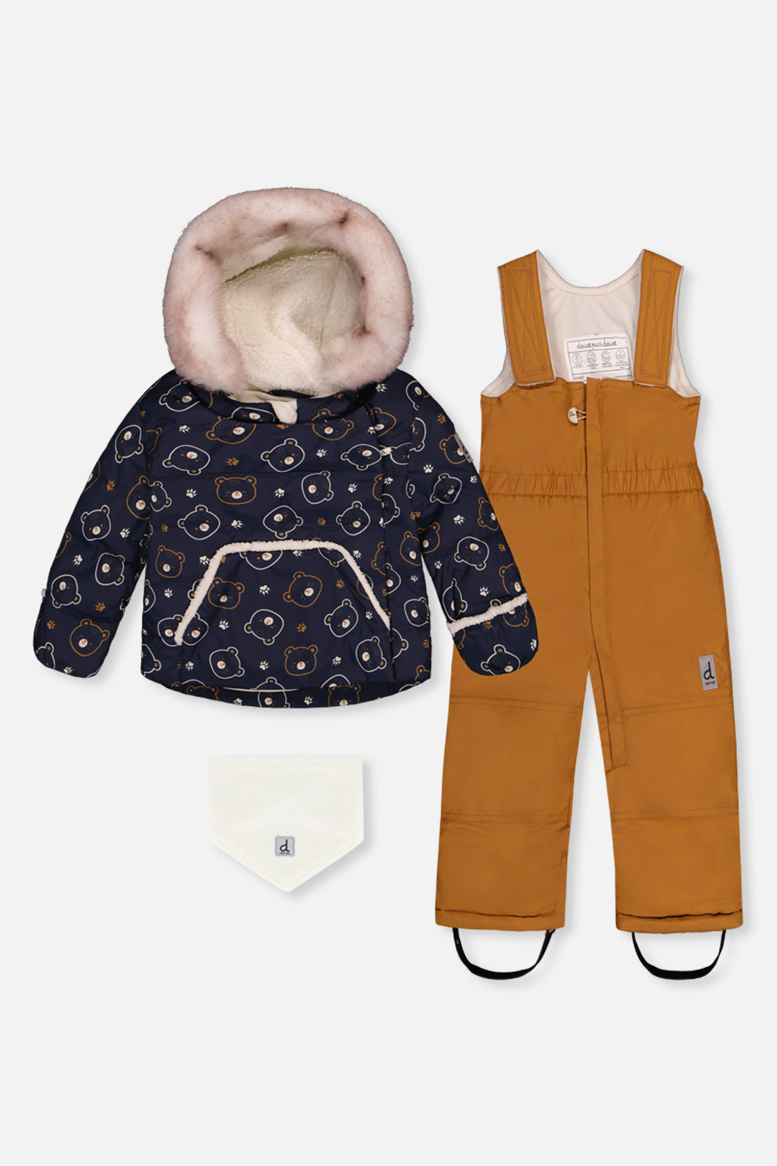 Baby Two Piece Snowsuit Blue Printed Teddy Bears - Image 7