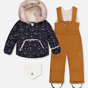 Baby Two Piece Snowsuit Blue Printed Teddy Bears