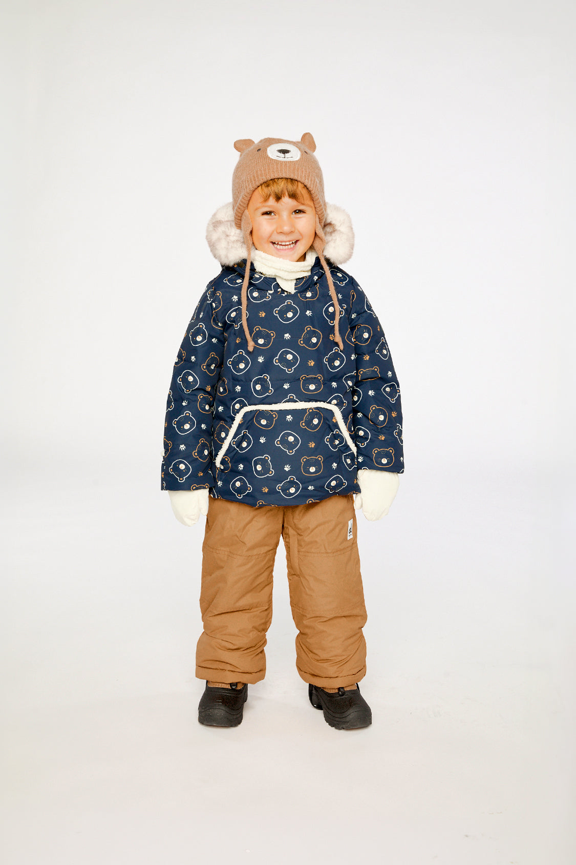 Baby Two Piece Snowsuit Blue Printed Teddy Bears - Image 4