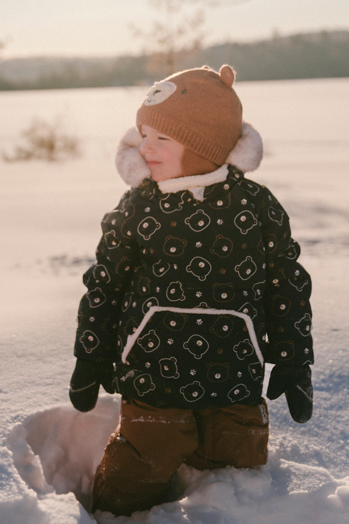 Baby Two Piece Snowsuit Blue Printed Teddy Bears - Image 2