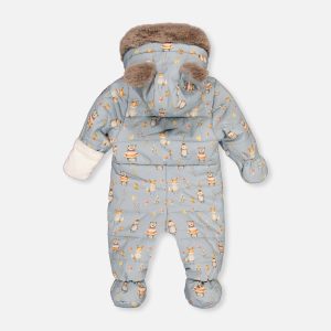 Alternative view of Baby One Piece Snowsuit Adapted For Car Seats Blue Animal Print
