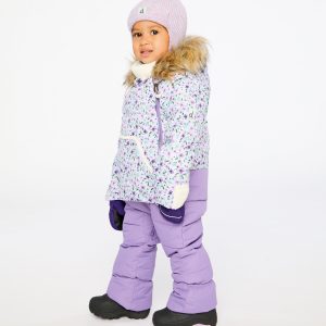 Baby Snug One Piece Snowsuit Adapted For Car Seats Purple Printed Mini Flowers - Image 3