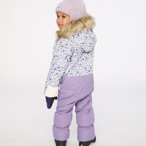 Baby Snug One Piece Snowsuit Adapted For Car Seats Purple Printed Mini Flowers - Image 4
