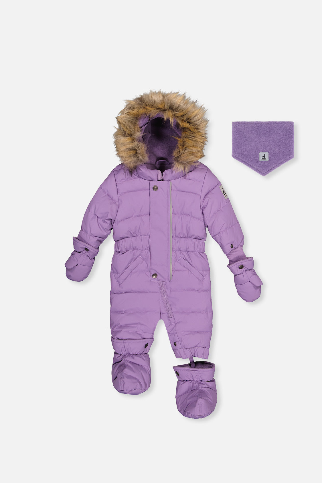 Baby Original One Piece Puffy Snowsuit With Removable Mittens And Boots Violet - Image 7