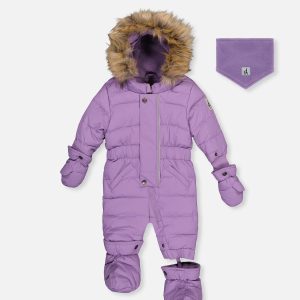 Baby Original One Piece Puffy Snowsuit With Removable Mittens And Boots Violet