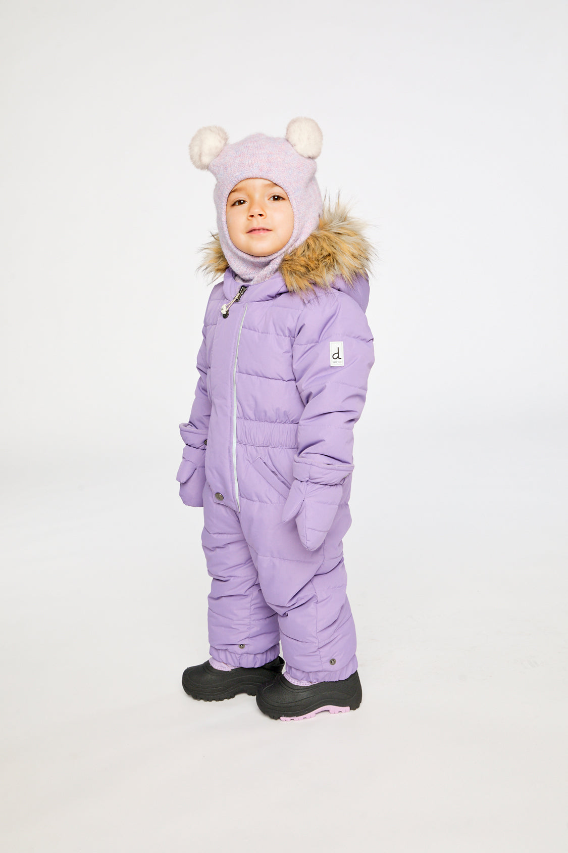 Baby Original One Piece Puffy Snowsuit With Removable Mittens And Boots Violet - Image 3