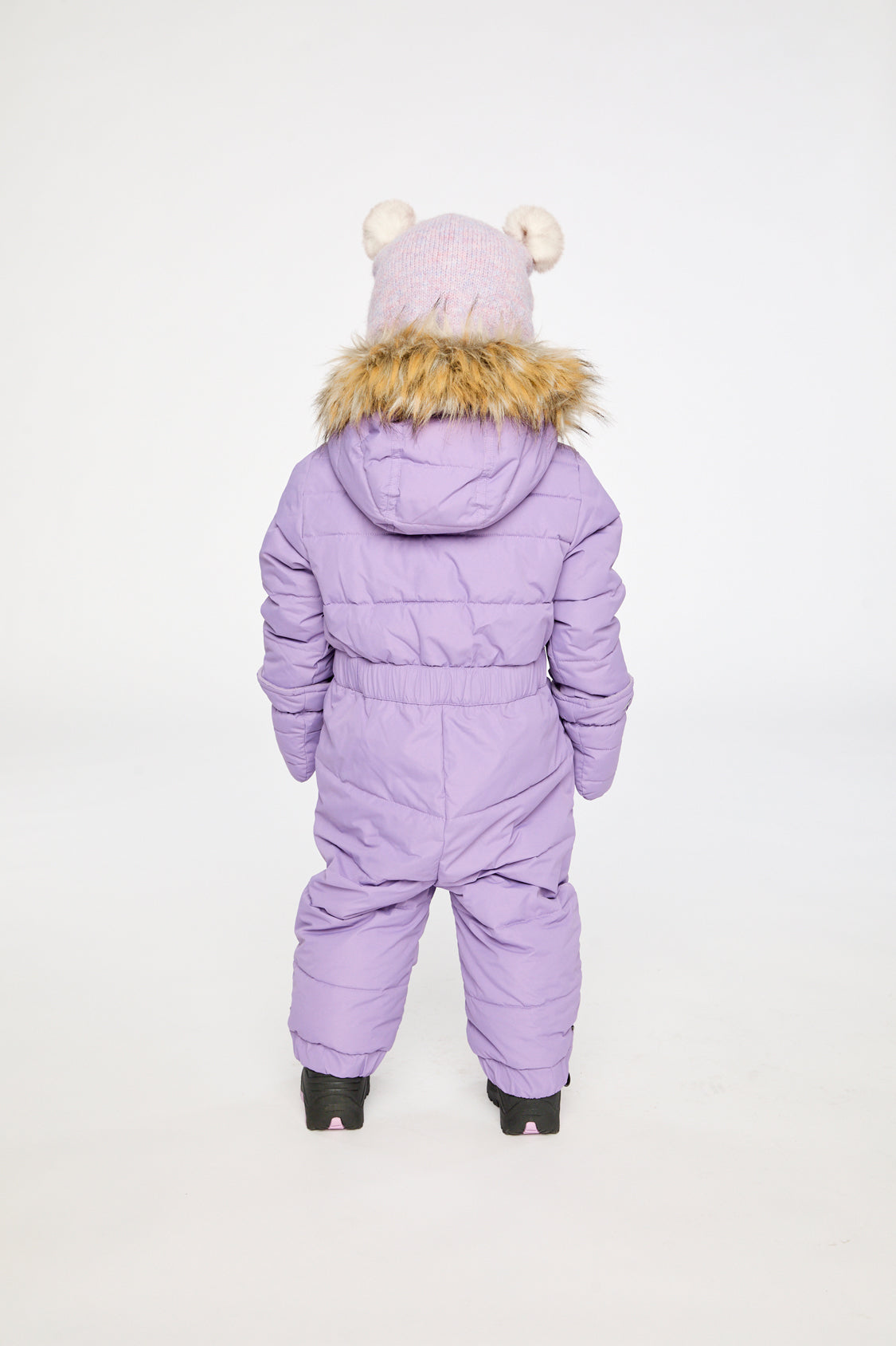 Baby Original One Piece Puffy Snowsuit With Removable Mittens And Boots Violet - Image 4