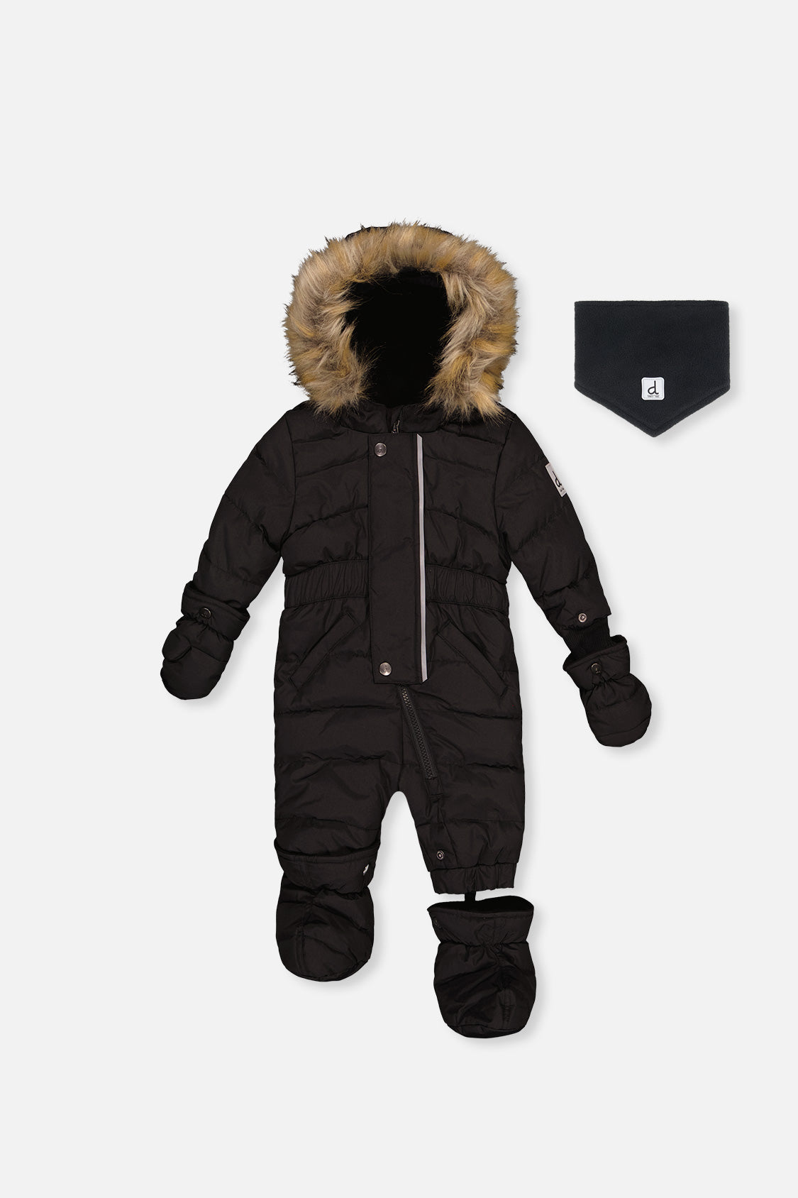 Baby Original One Piece Puffy Snowsuit With Removable Mittens And Boots Black - Image 8