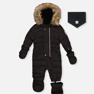 Baby Original One Piece Puffy Snowsuit With Removable Mittens And Boots Black