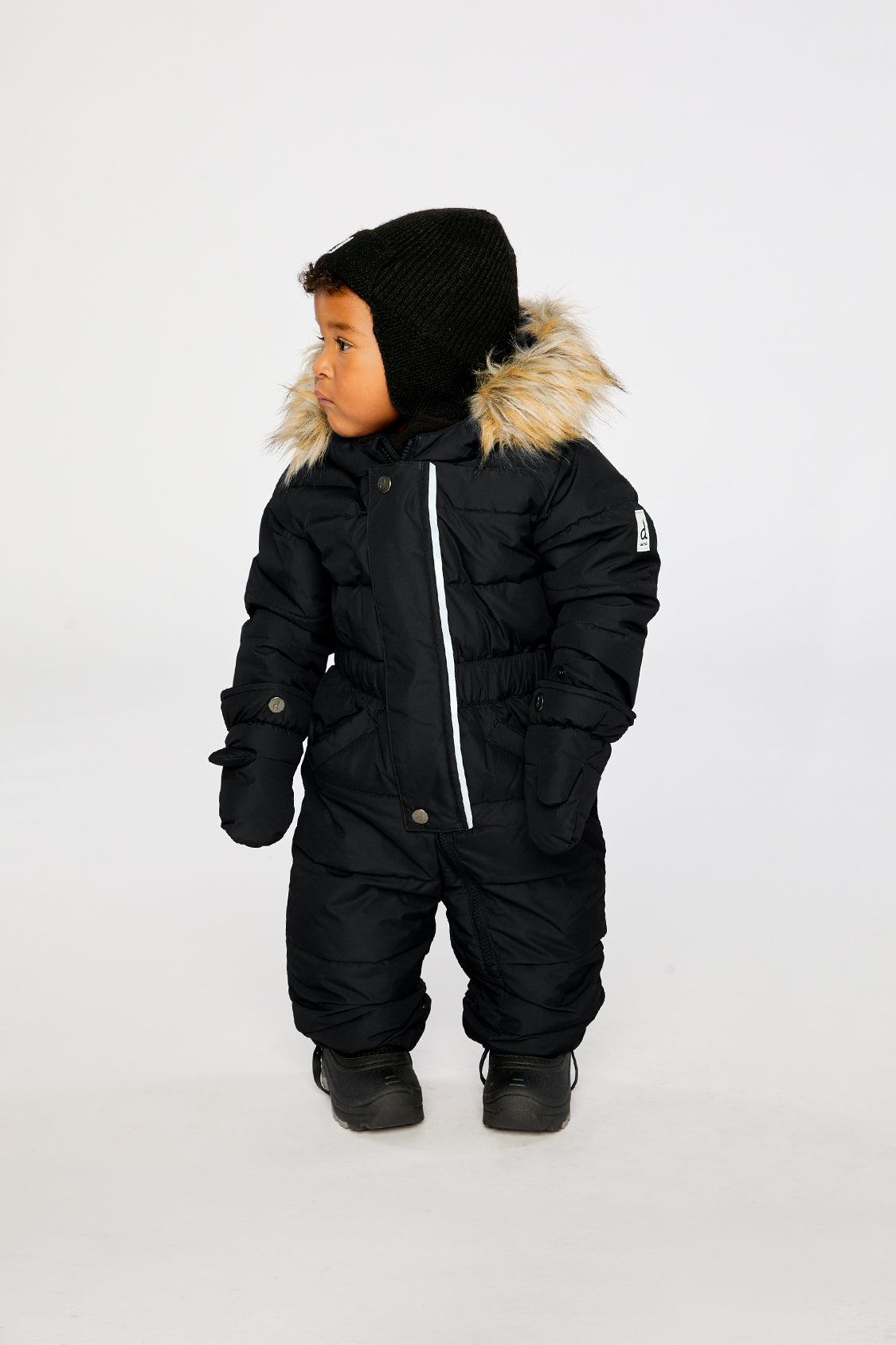 Baby Original One Piece Puffy Snowsuit With Removable Mittens And Boots Black - Image 2