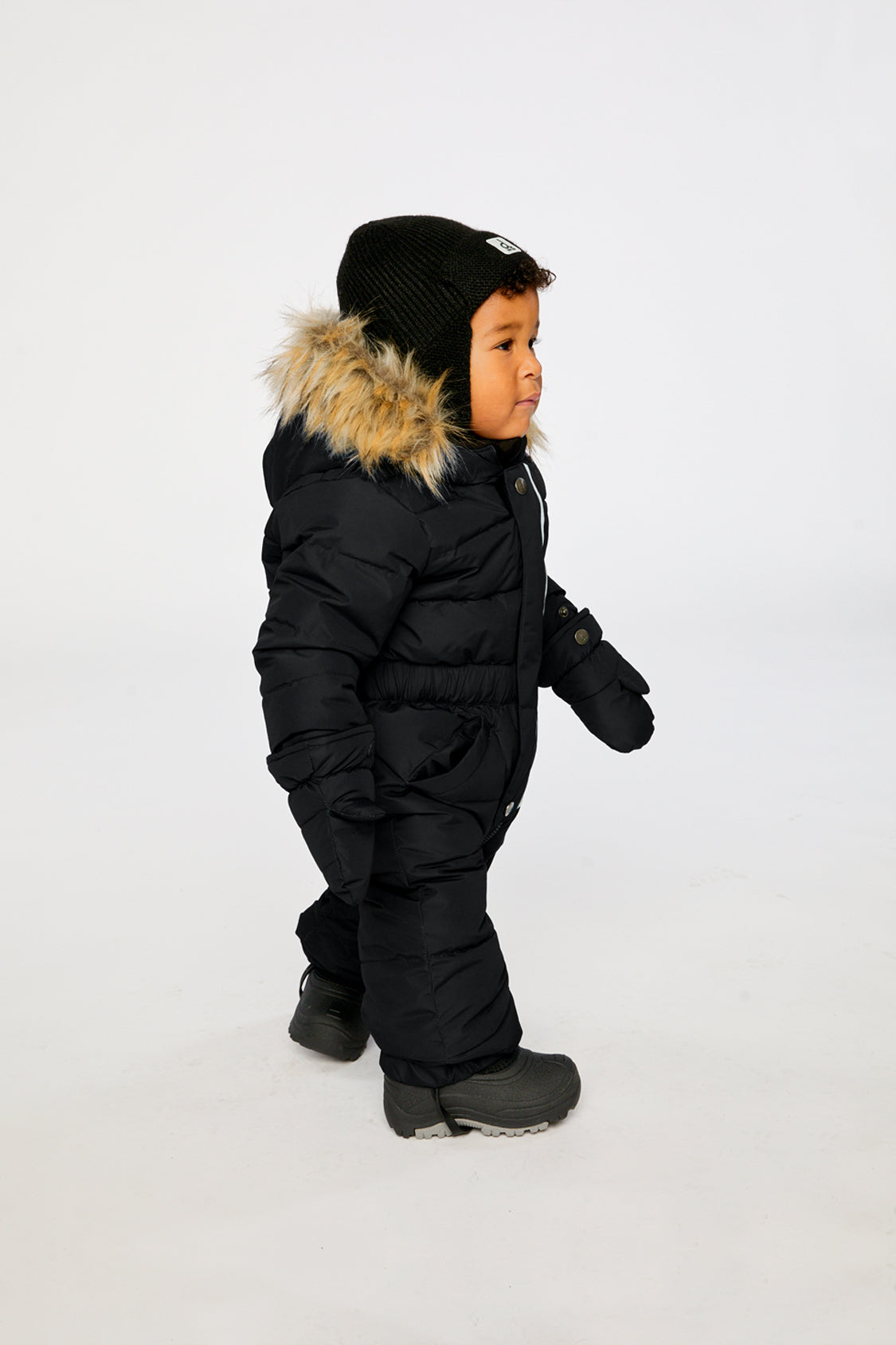 Baby Original One Piece Puffy Snowsuit With Removable Mittens And Boots Black - Image 3