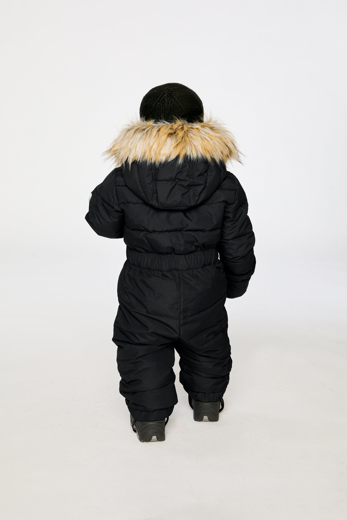 Baby Original One Piece Puffy Snowsuit With Removable Mittens And Boots Black - Image 4