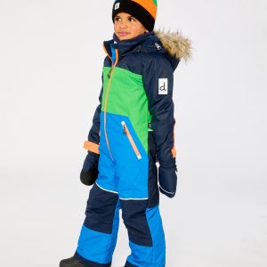 Kids One Piece Discover Snowsuit Blue Green And Orange - Image 3
