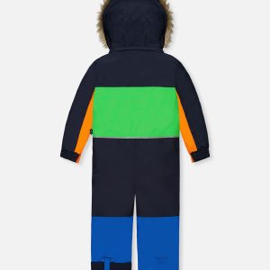 Kids One Piece Discover Snowsuit Blue Green And Orange - Image 5