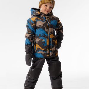 Light Weight Two Piece Chill Snowsuit Grey And Blue Dinosaur Print - Image 2