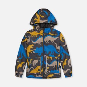 Light Weight Two Piece Chill Snowsuit Grey And Blue Dinosaur Print - Image 3