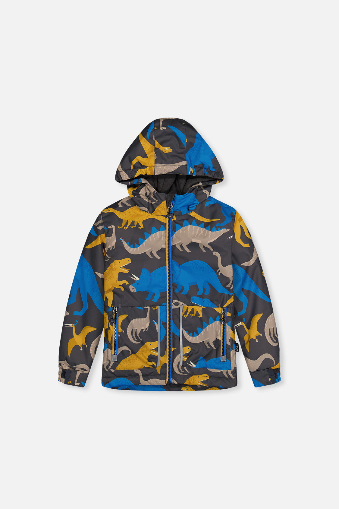 Light Weight Two Piece Chill Snowsuit Grey And Blue Dinosaur Print - Image 3