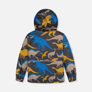 Light Weight Two Piece Chill Snowsuit Grey And Blue Dinosaur Print - Image 5