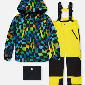 Two Piece Play Snowsuit Green Yellow And Blue Checkerboard With Yellow Pants - Image 7