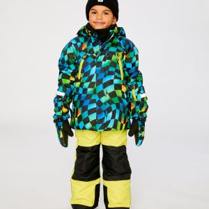 Alternative view of Two Piece Play Snowsuit Green Yellow And Blue Checkerboard With Yellow Pants