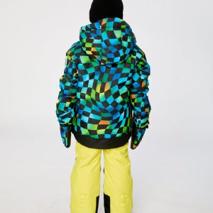 Two Piece Play Snowsuit Green Yellow And Blue Checkerboard With Yellow Pants - Image 4