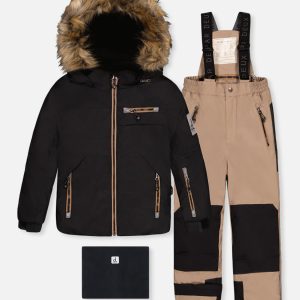 Two Piece Play Snowsuit Black And Beige