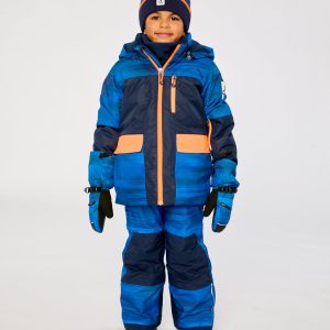 Alternative view of Two Piece Play Snowsuit Navy Blue And Orange With Blue Pants