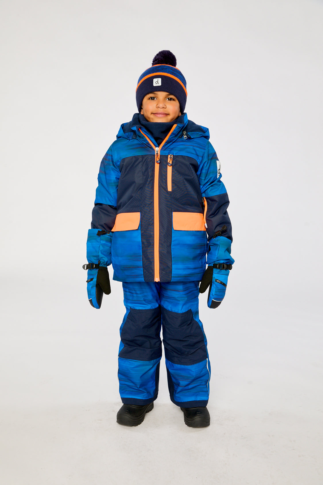 Two Piece Play Snowsuit Navy Blue And Orange With Blue Pants - Image 2