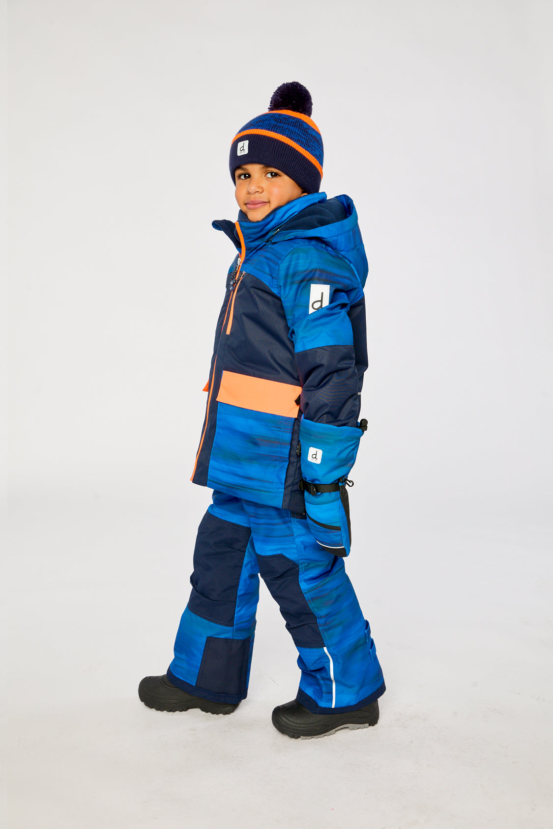 Two Piece Play Snowsuit Navy Blue And Orange With Blue Pants - Image 3