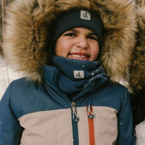 Two Piece Play Snowsuit Navy And Rust Colorblock With Blue Bear Print Pants - Image 3