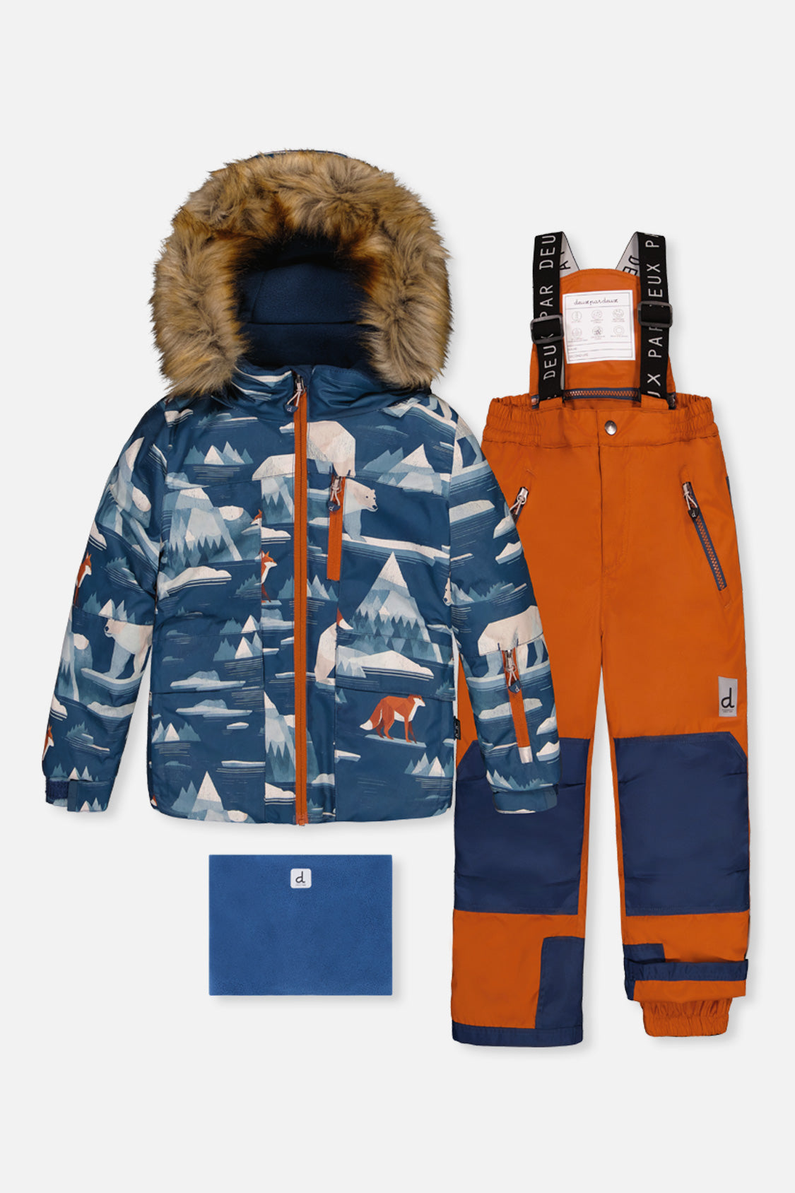 Two Piece Play Snowsuit Blue Bear Print With Rust Pants - Image 13