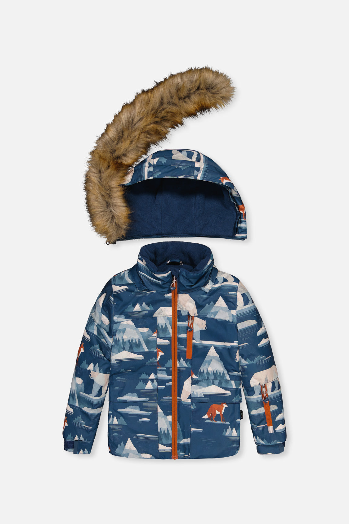 Two Piece Play Snowsuit Blue Bear Print With Rust Pants - Image 5