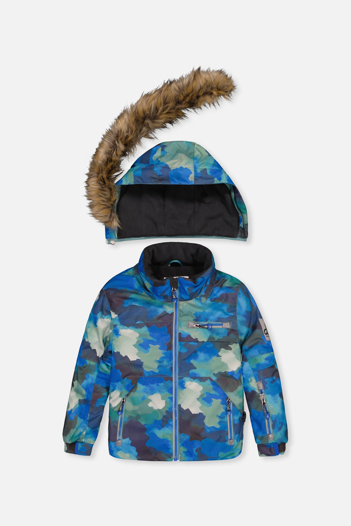 Two Piece Play Snowsuit Blue Camouflage Print With Green Pants - Image 5