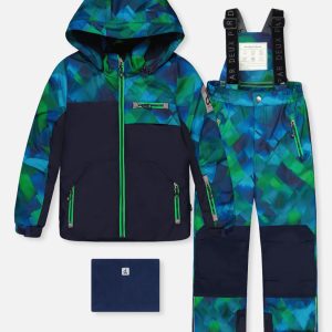 Two Piece Play Snowsuit Blue And Green Checkered Print - Image 15