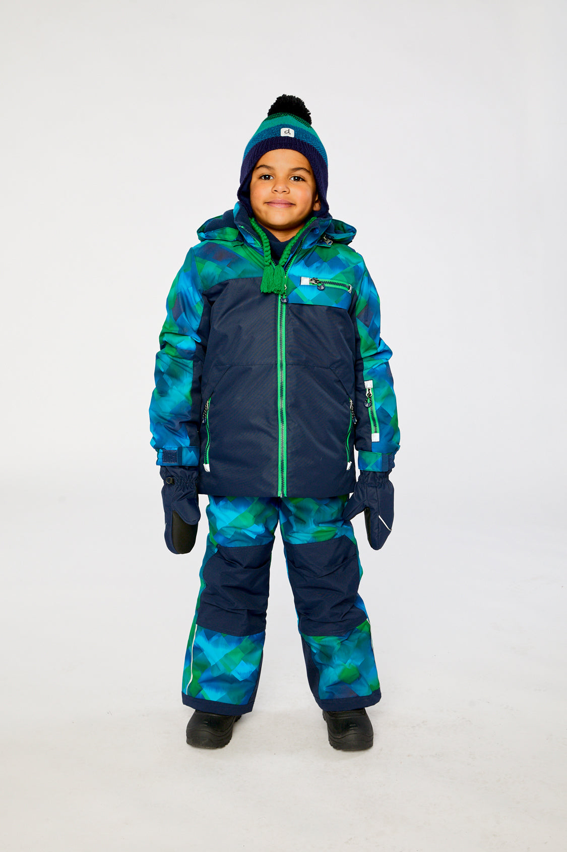 Two Piece Play Snowsuit Blue And Green Checkered Print - Image 4