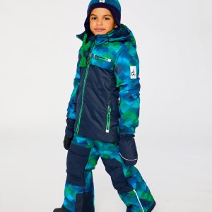 Two Piece Play Snowsuit Blue And Green Checkered Print - Image 5