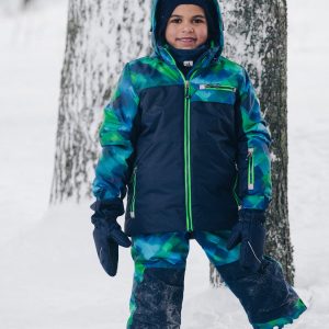 Two Piece Play Snowsuit Blue And Green Checkered Print - Image 3