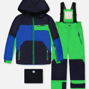 Two Piece Play Snowsuit Royal Blue And Green Colorblock