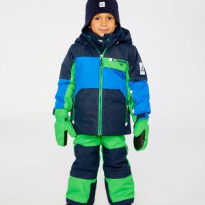 Two Piece Play Snowsuit Royal Blue And Green Colorblock - Image 4