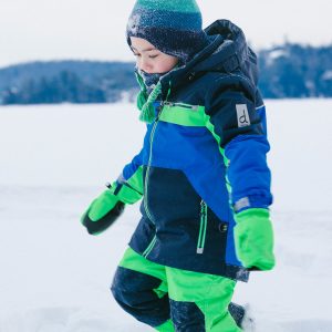 Two Piece Play Snowsuit Royal Blue And Green Colorblock - Image 3