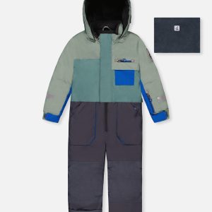 Kids One Piece Play Snowsuit Sage Green And Grey - Image 9