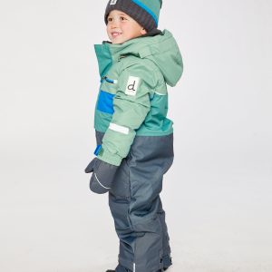 Kids One Piece Play Snowsuit Sage Green And Grey - Image 3