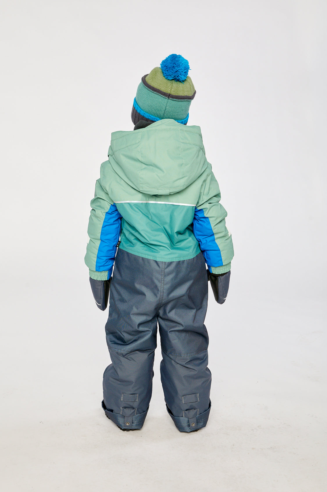 Kids One Piece Play Snowsuit Sage Green And Grey - Image 4