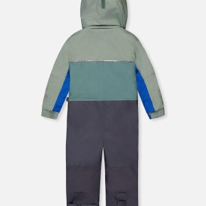Kids One Piece Play Snowsuit Sage Green And Grey - Image 5