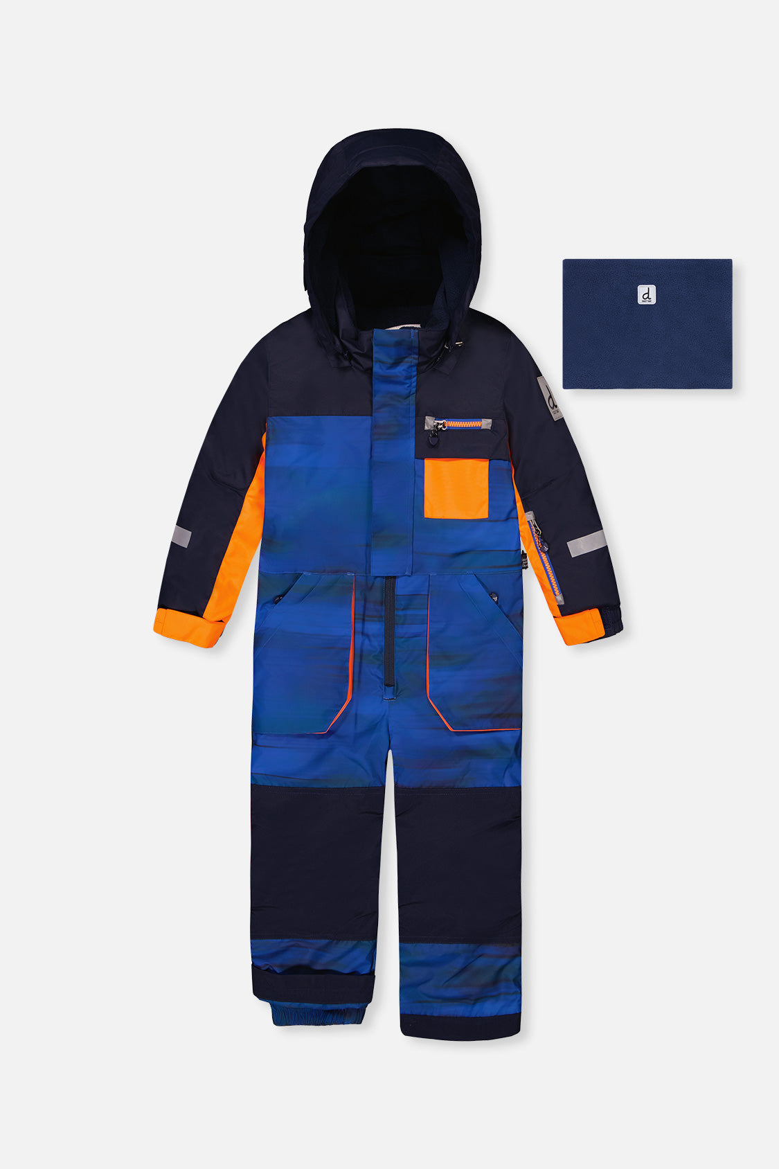Kids One Piece Play Snowsuit Blue With Black Stripes - Image 13