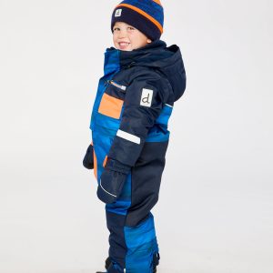 Kids One Piece Play Snowsuit Blue With Black Stripes - Image 5